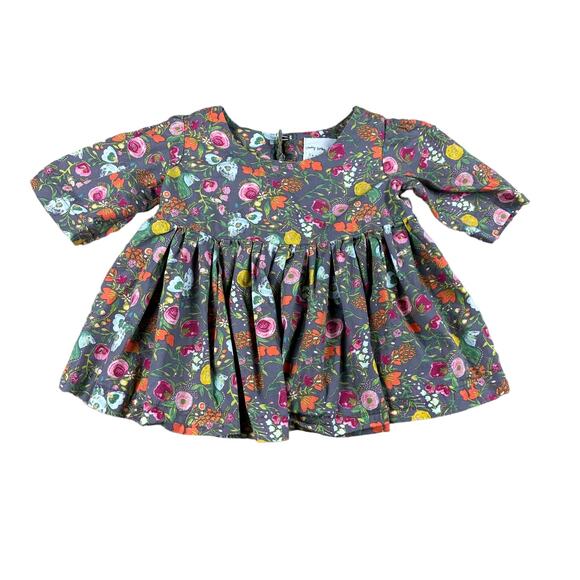 CANDY KIRBY DESIGNS Gray Colorful Floral Pattern Mini Dress Casual Size 5T - Picture 1 of 4